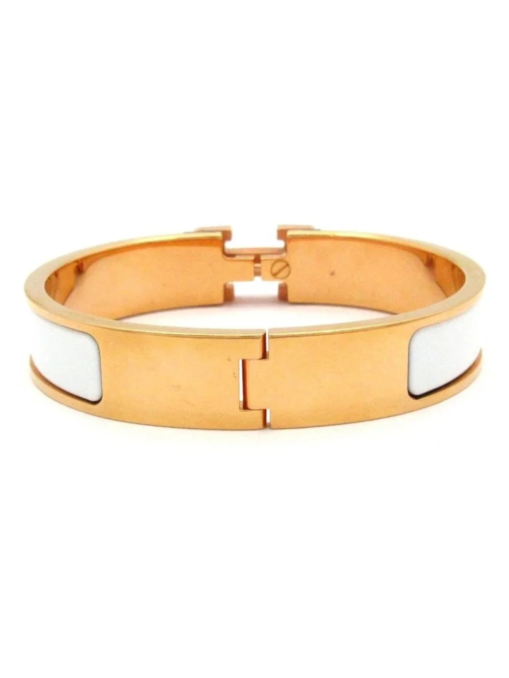 Hermes Bangle Click Pink Gold White Bracelet